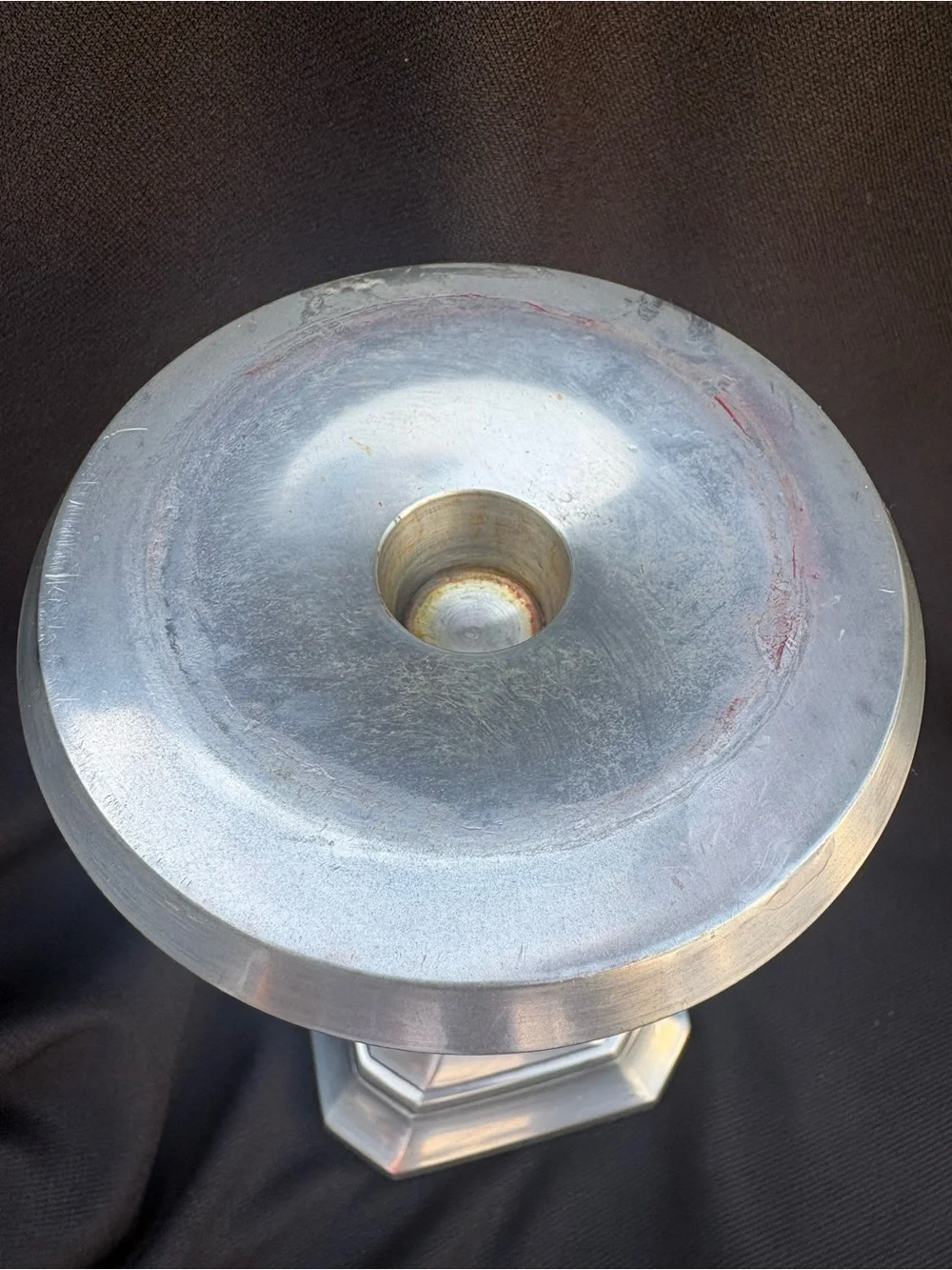 Pottery Barn Metallic Silver Octagonal Pedestal Candle Holder 8”